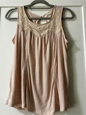 Boho Lace Trimmed Ribbed Tank Top